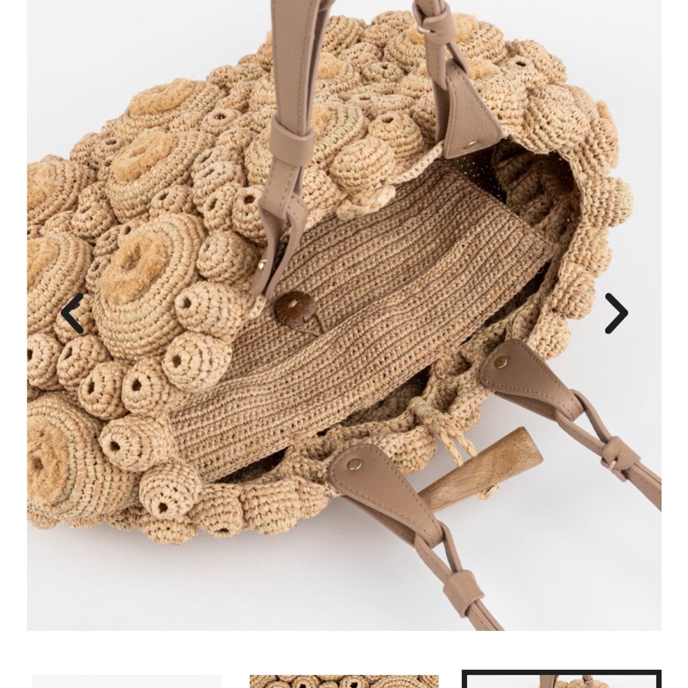 Tan Shoulder Bag with Wooden Accents - Picture 4 of 5